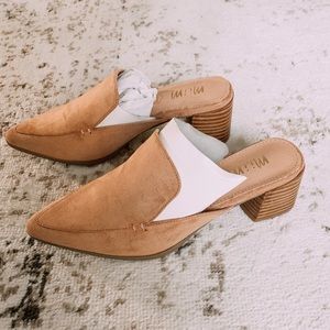 Savvy faux suede pointed heeled mule
